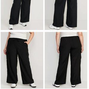High Waisted StretchTech Cargo Wide-Leg Pants XXL, Black Jack